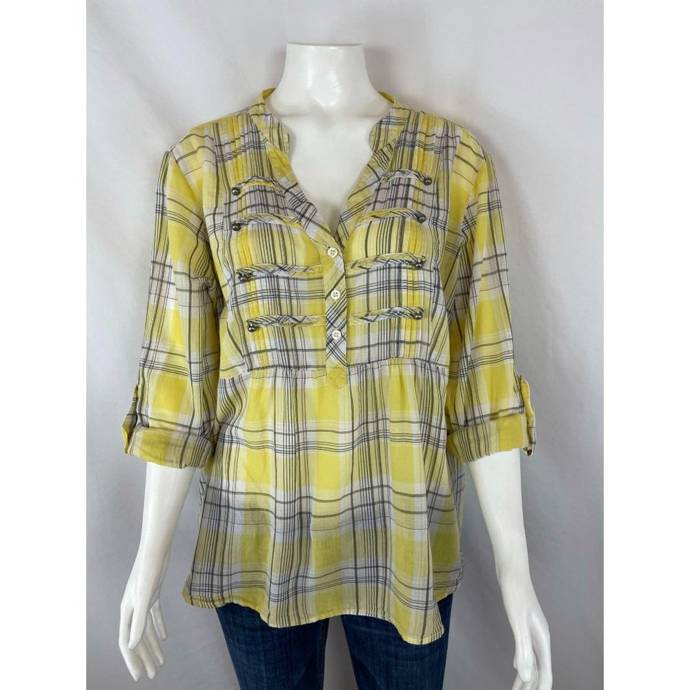 Torrid Plaid Shirt 1 Long Roll Tab Sleeve Top